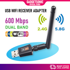 USB WIFI Adapter 2.4/5GHz Dual Band 600Mbps PC Wireless LAN Receiver Antenna 802.11b/g/n/ac