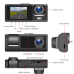 A30 Car Dashcam Three 3 Camera Lens 1080P Front Rear Inside Passenger Dash Cam DVR Night Vision Driving Video Recorder